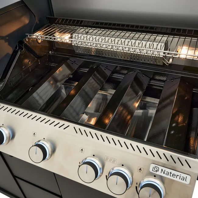 Barbacoa de gas NATERIAL Upsilon de 6 quemadores y 28.2 kw de potencia recomendado para más de 10 personas