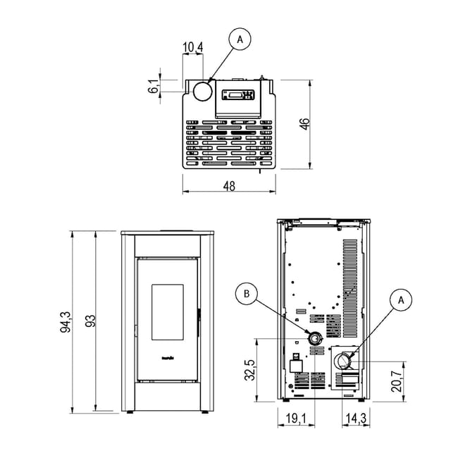 Estufa de pellet estanca FREEPOINT Sharp WiFi 7 kW antracita