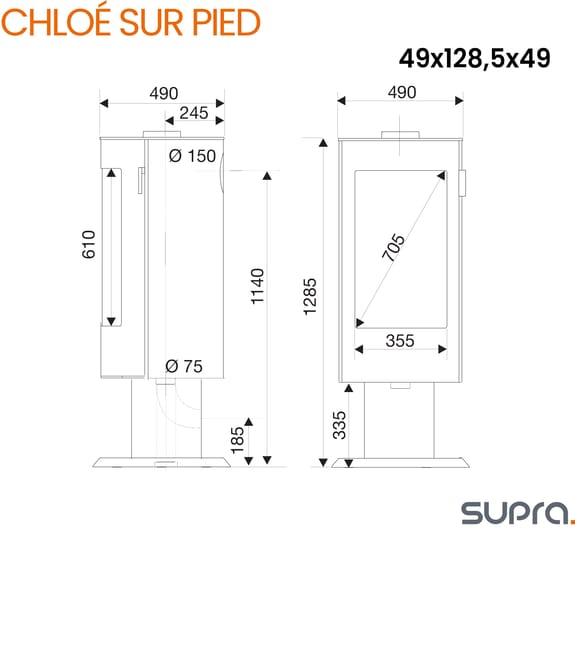 Estufa de leña SUPRA Chloe piedra 6KW