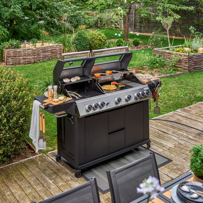 Barbacoa de gas NATERIAL Upsilon de 6 quemadores y 28.2 kw de potencia recomendado para más de 10 personas