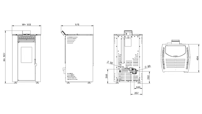 Estufa de pellet REDPOD First Advance 8 kW negra
